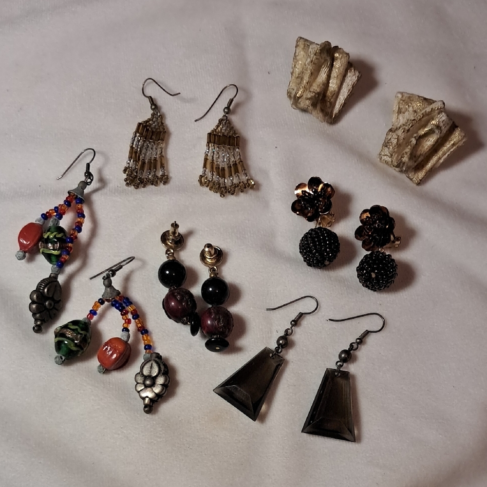 Set of 6 Bead Motif Earrings